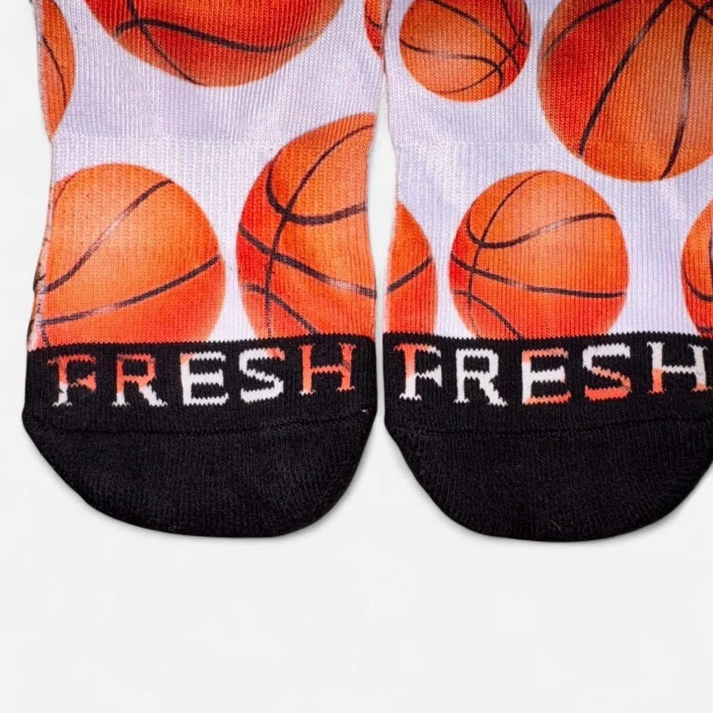 🏀 Boys Fresh Brand Basketball Print Athletic Crew Socks S/M NWOT